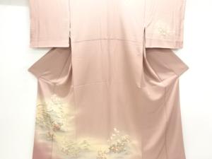 手描き友禅　寺院風景模様訪問着